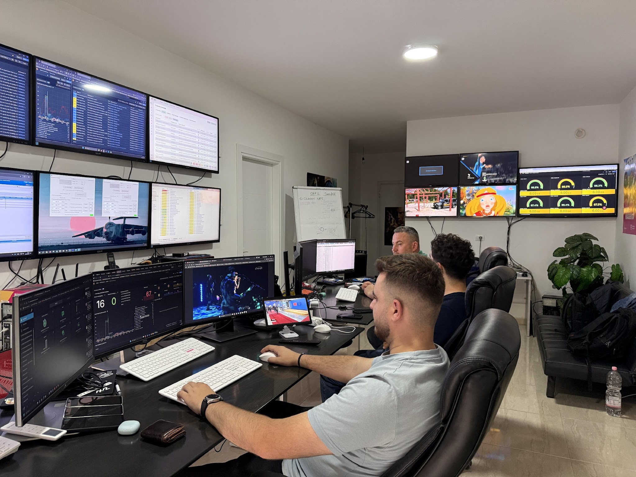 Monitoring walls in the KLIM IT operations centre, Tirana